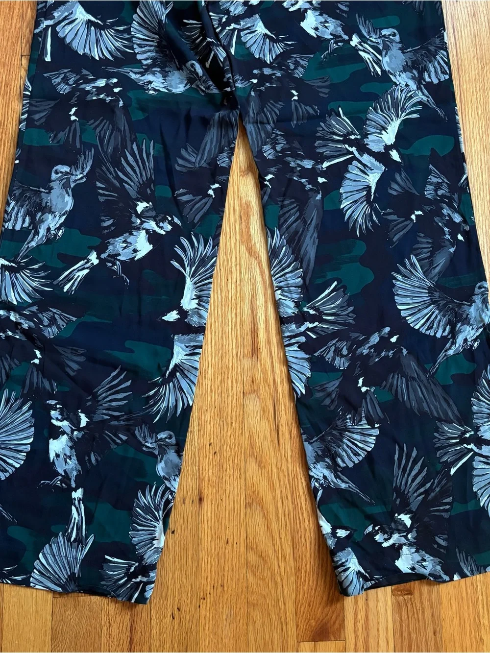 Markus Lupfer Black Joggers with Green and White Bird Print
